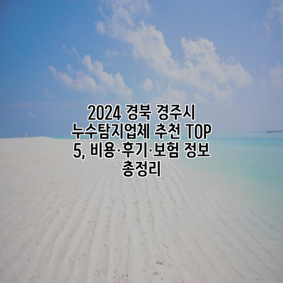 2024 경북 경주시 누수탐지업체 추천 TOP 5, 비용·후기·보험 정보 총정리