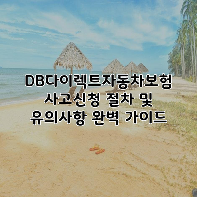 DB다이렉트자동차보험 사고신청 절차 및 유의사항 완벽 가이드