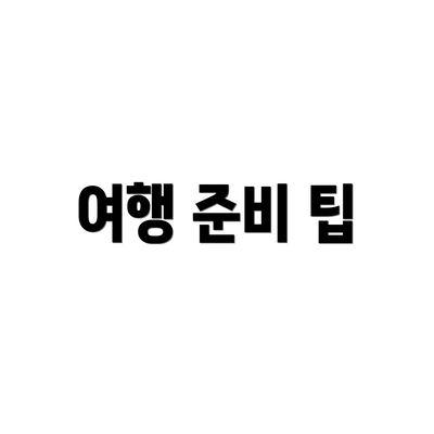 여행 준비 팁