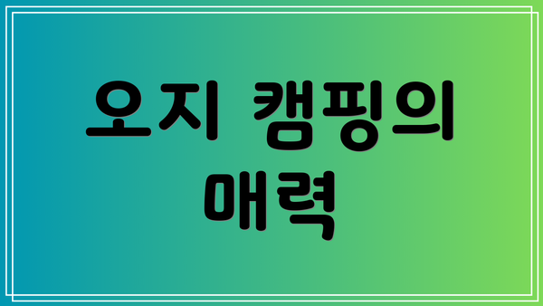 오지 캠핑의 매력
