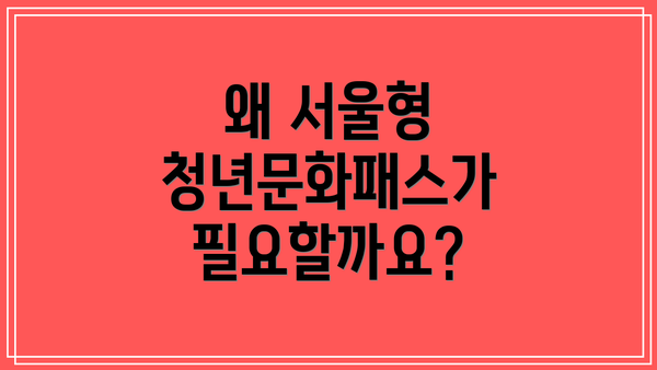 왜 서울형 청년문화패스가 필요할까요?