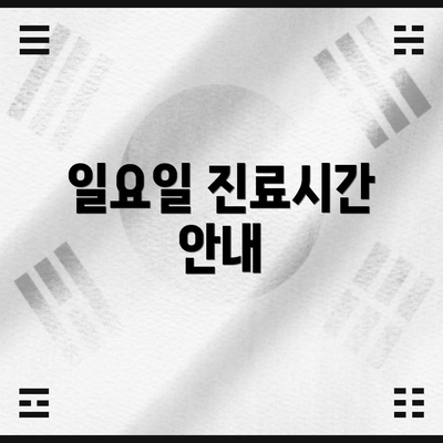 일요일 진료시간 안내