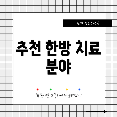 추천 한방 치료 분야