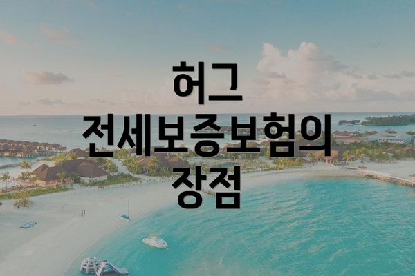 허그 전세보증보험의 장점